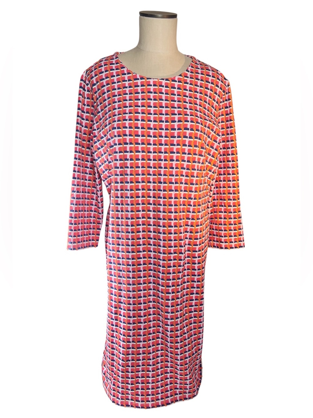 J. McLaughlin‎ Catalina Cloth Geometric Print Shift Dress Pink/Red/Navy/Orange